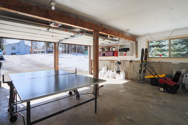 garage with a garage door opener