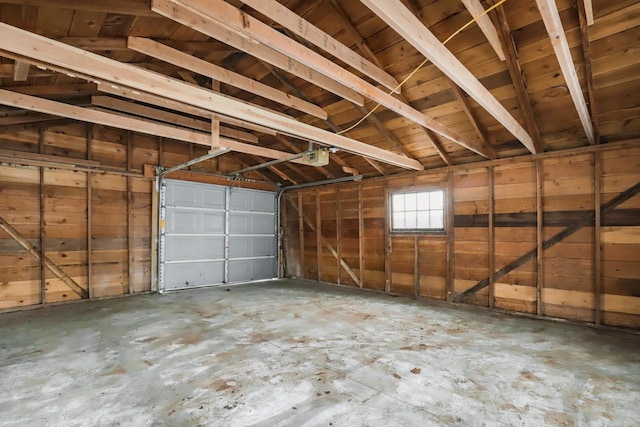 garage with a garage door opener