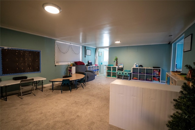 110 10th Ave W, Kalispell, MT 59901 - living room featuring carpet floors and crown molding