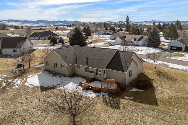 aerial view with a residential view and a mountain view