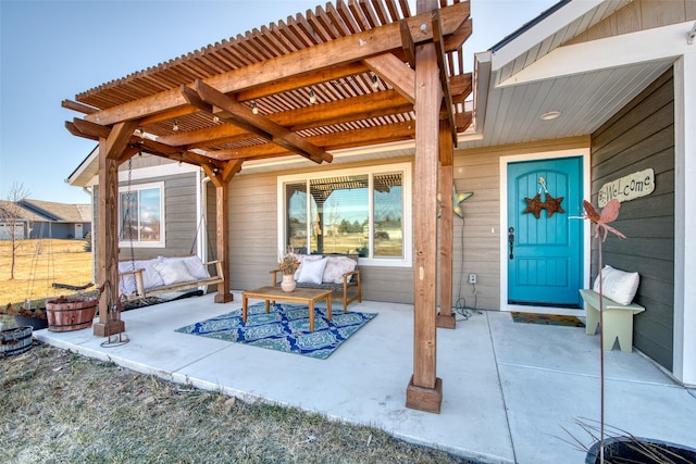 view of patio / terrace featuring a pergola