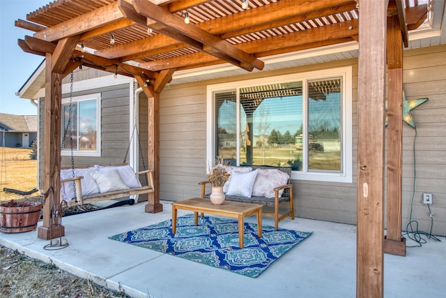 view of patio featuring a pergola