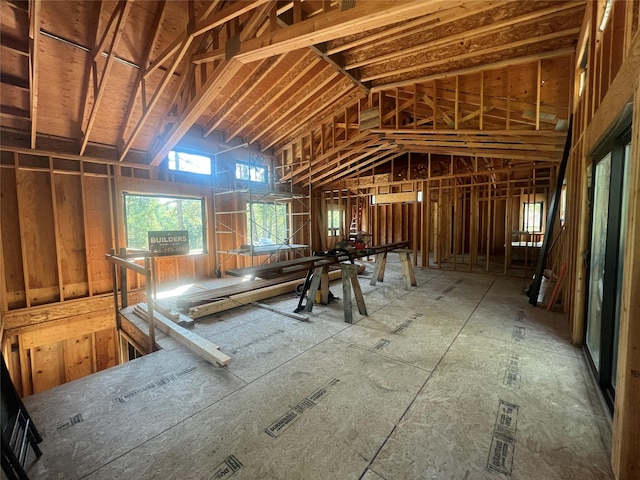 miscellaneous room featuring vaulted ceiling