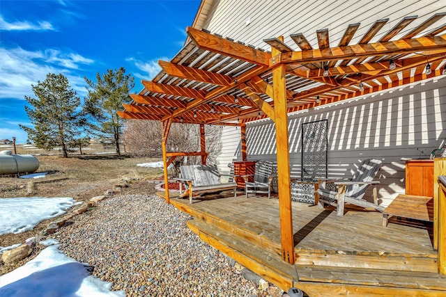 wooden deck with a pergola