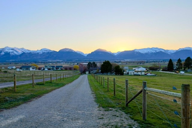 mountain view with a rural view