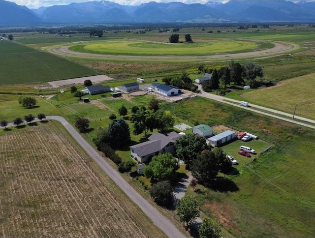 bird's eye view with a rural view and a mountain view