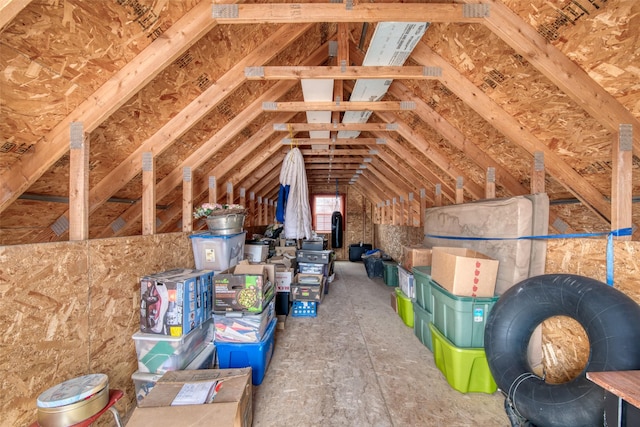 view of unfinished attic