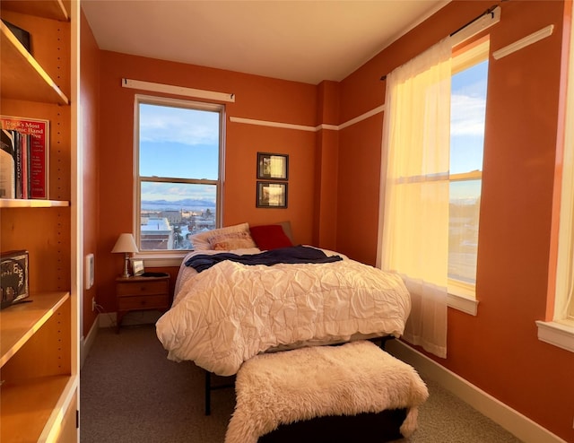 bedroom with carpet and baseboards