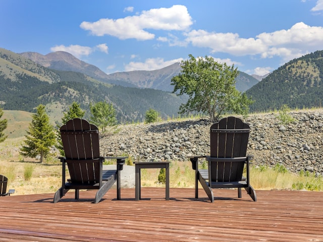 deck with a mountain view