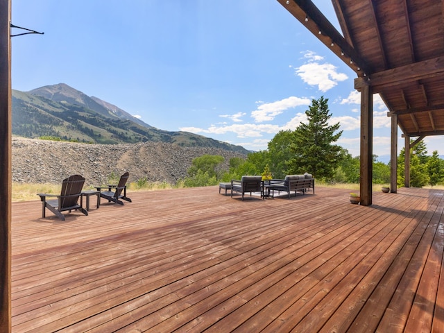 deck featuring a mountain view