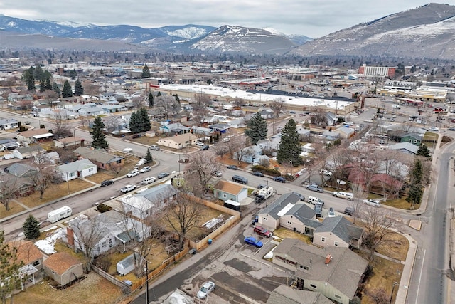 drone / aerial view with a mountain view