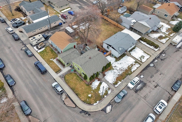 birds eye view of property with a residential view