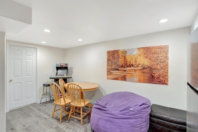 interior space with recessed lighting and wood finished floors