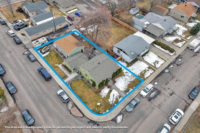 bird's eye view featuring a residential view