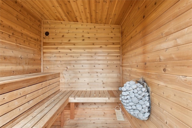 456 Peaceful Dr, Bigfork, MT 59911 - sauna / steam room featuring wood walls and wooden ceiling