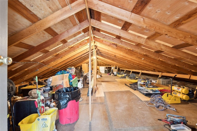 view of unfinished attic