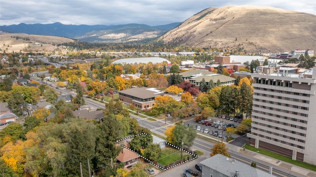 drone / aerial view with a mountain view