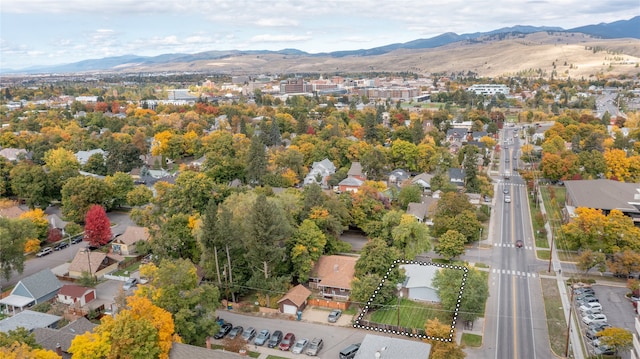 bird's eye view featuring a residential view and a mountain view