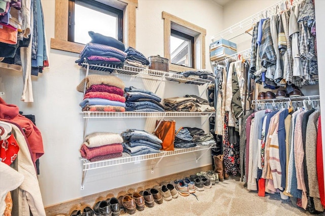 walk in closet featuring carpet