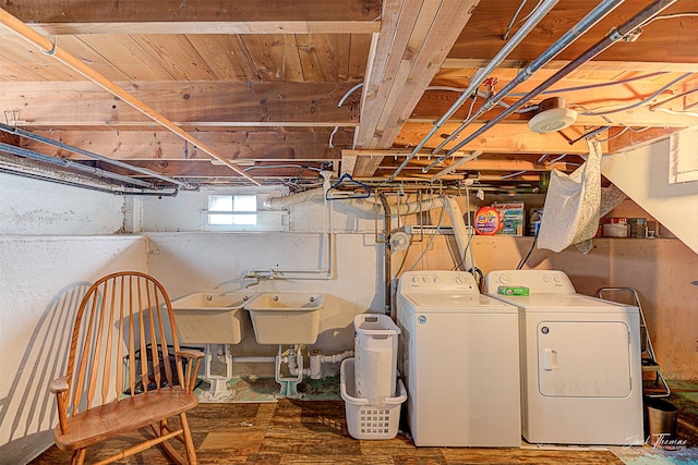 basement with separate washer and dryer