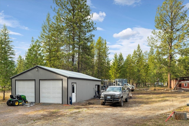 view of detached garage