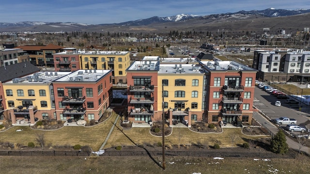 bird's eye view with a mountain view