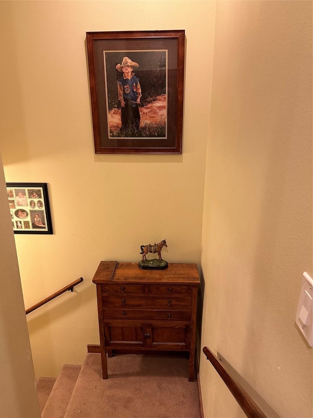 316 3rd Ave, Saint Ignatius, MT 59865 - staircase with carpet flooring