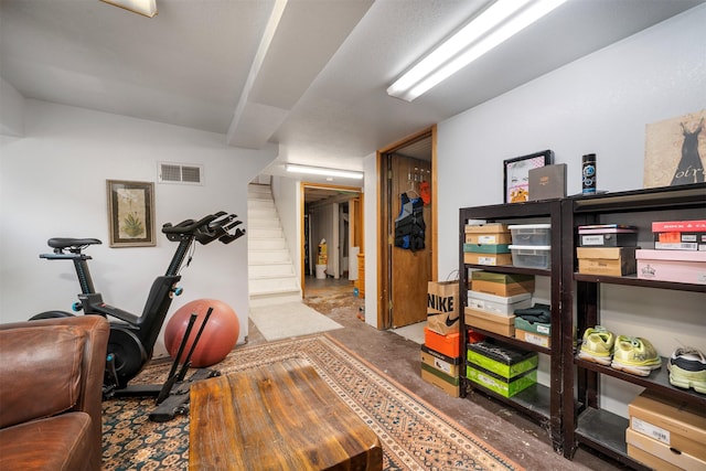 exercise room with visible vents