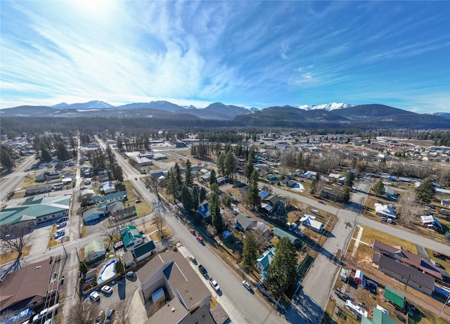 aerial view with a mountain view