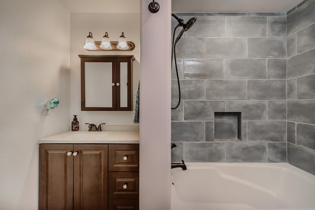 full bathroom with tub / shower combination and vanity