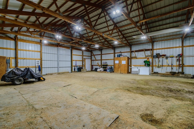 garage featuring metal wall