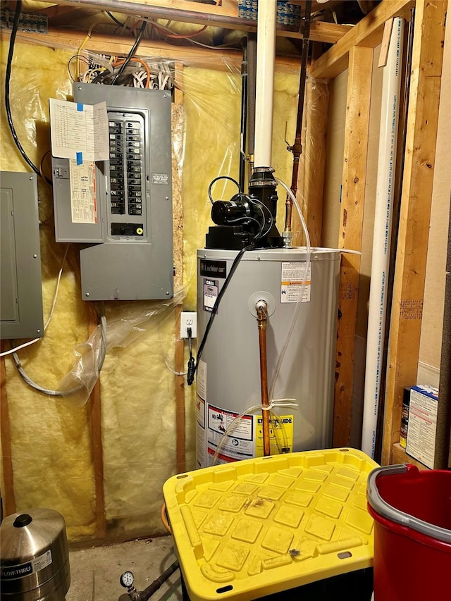 utilities with electric panel and water heater