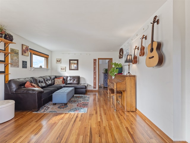 living area with light wood-style floors