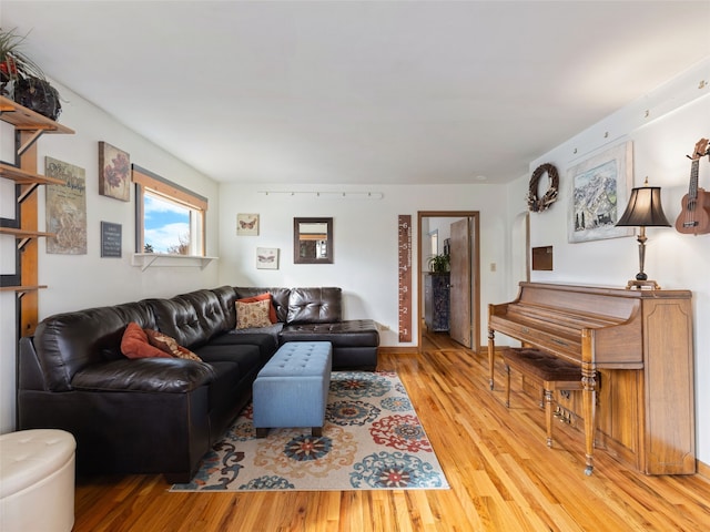 living area with light wood finished floors