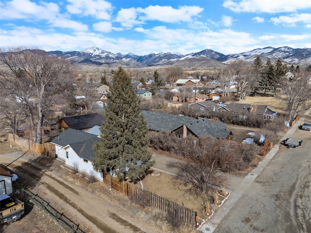 aerial view with a residential view and a mountain view