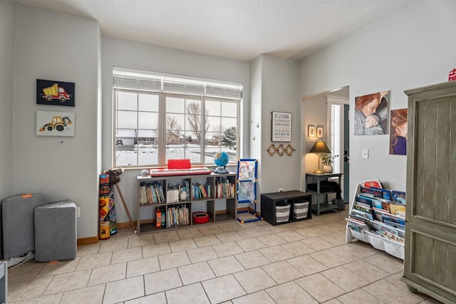 interior space with tile patterned floors