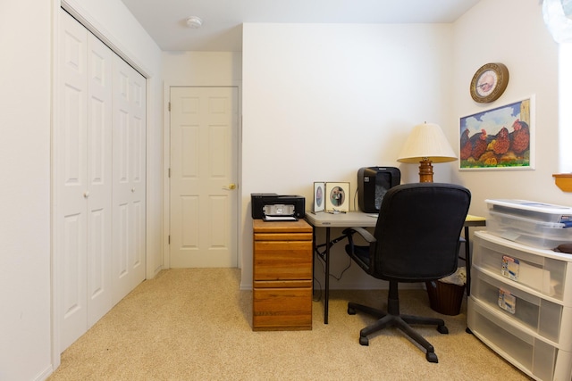 view of carpeted home office