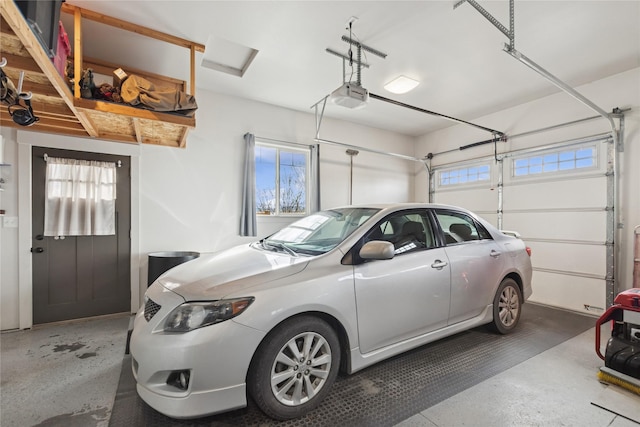 garage with a garage door opener