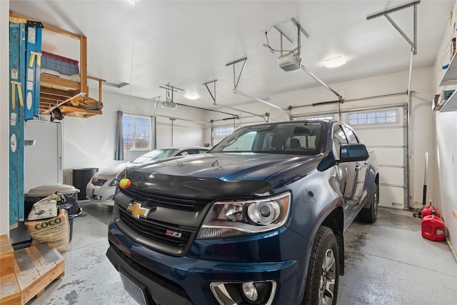 garage with a garage door opener