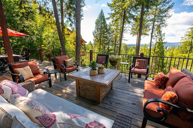 deck with an outdoor living space