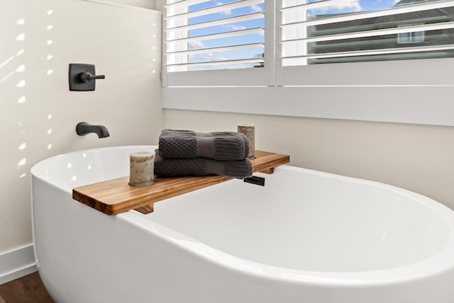 details featuring a freestanding tub