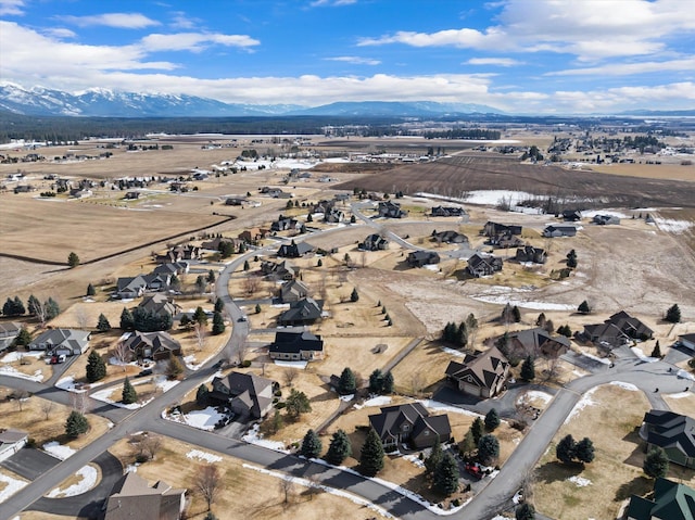 aerial view featuring a residential view and a mountain view