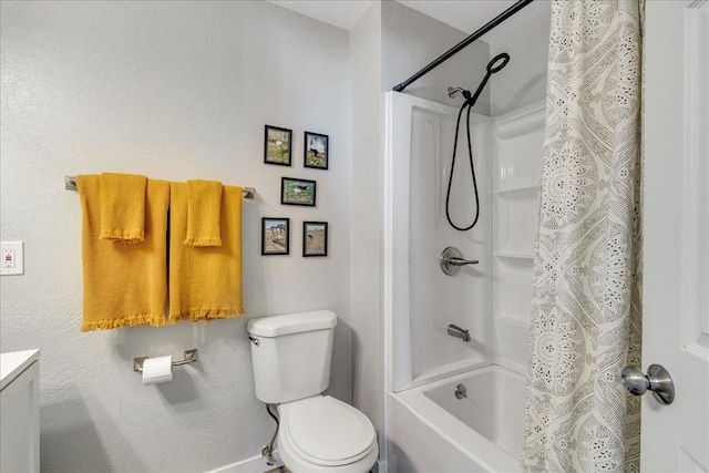 full bath featuring shower / tub combo and toilet