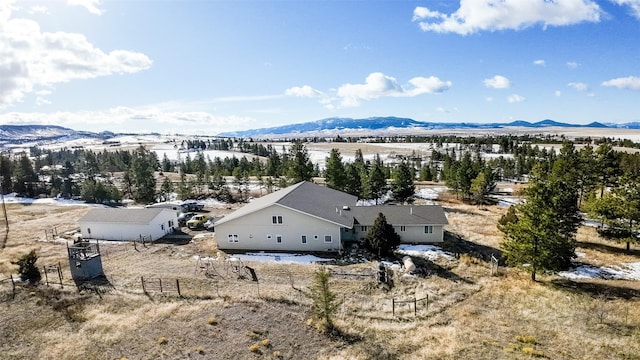 aerial view with a mountain view