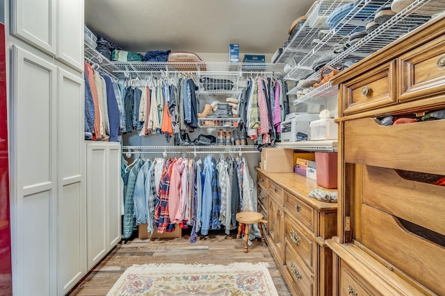 spacious closet with light wood-style flooring