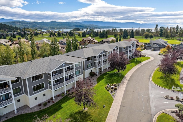 aerial view with a residential view and a mountain view