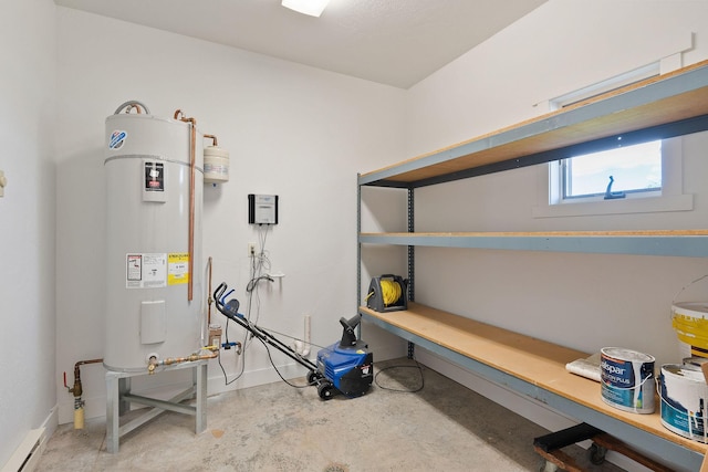 utility room with electric water heater