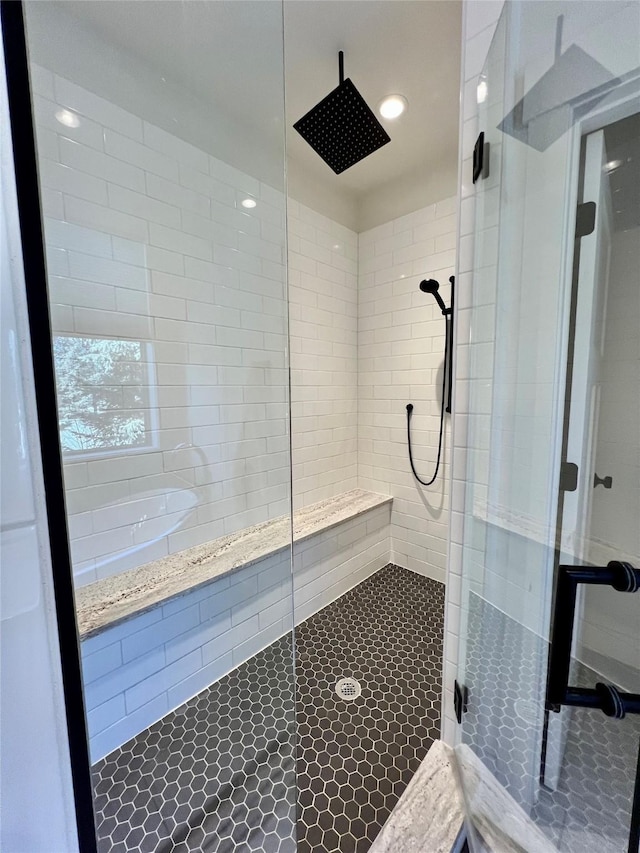 full bathroom with a stall shower