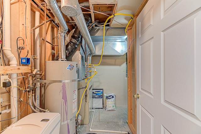 utility room featuring secured water heater