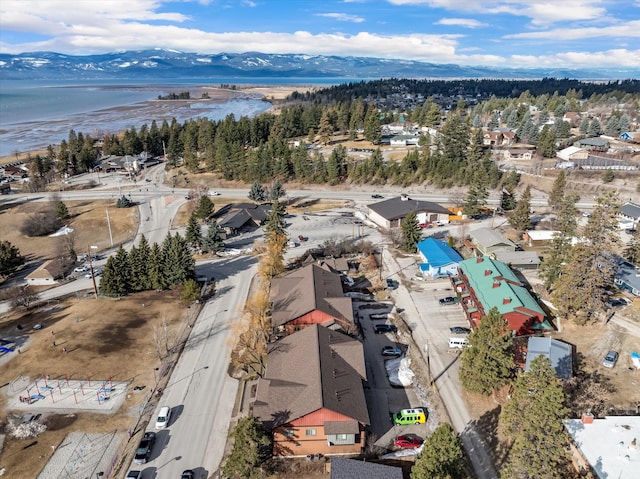 bird's eye view featuring a mountain view